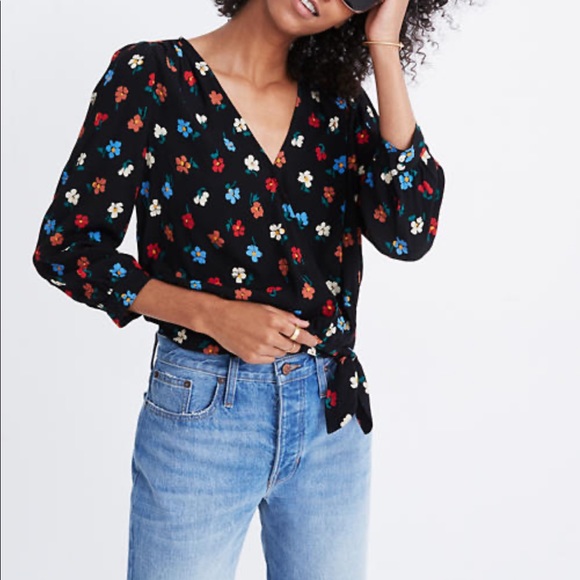 Madewell Tops - Madewell Wrap Top in Pressed Flowers Size Small